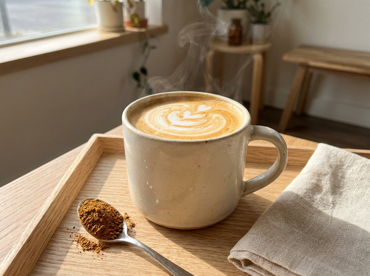 lifestyle amber latte closeup